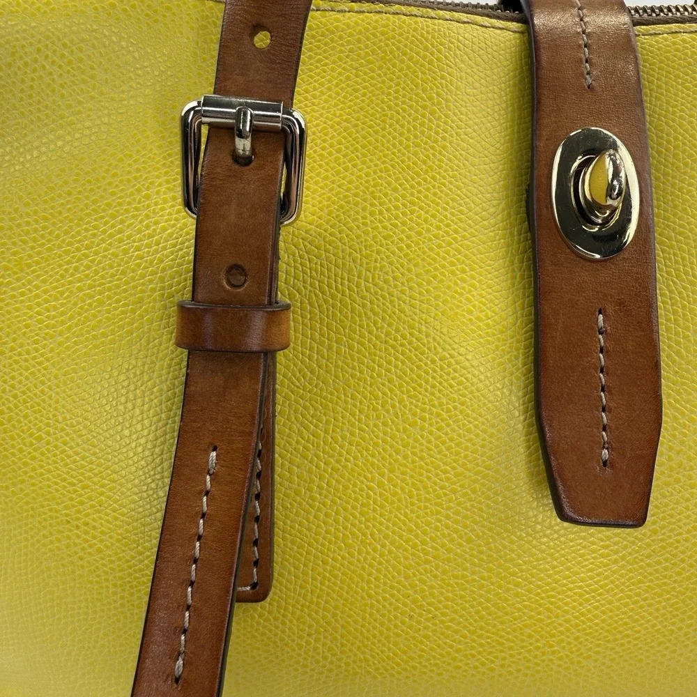 Dooney & Bourke Claremont Miller Yellow‎ Leather Satchel Purse Handbag